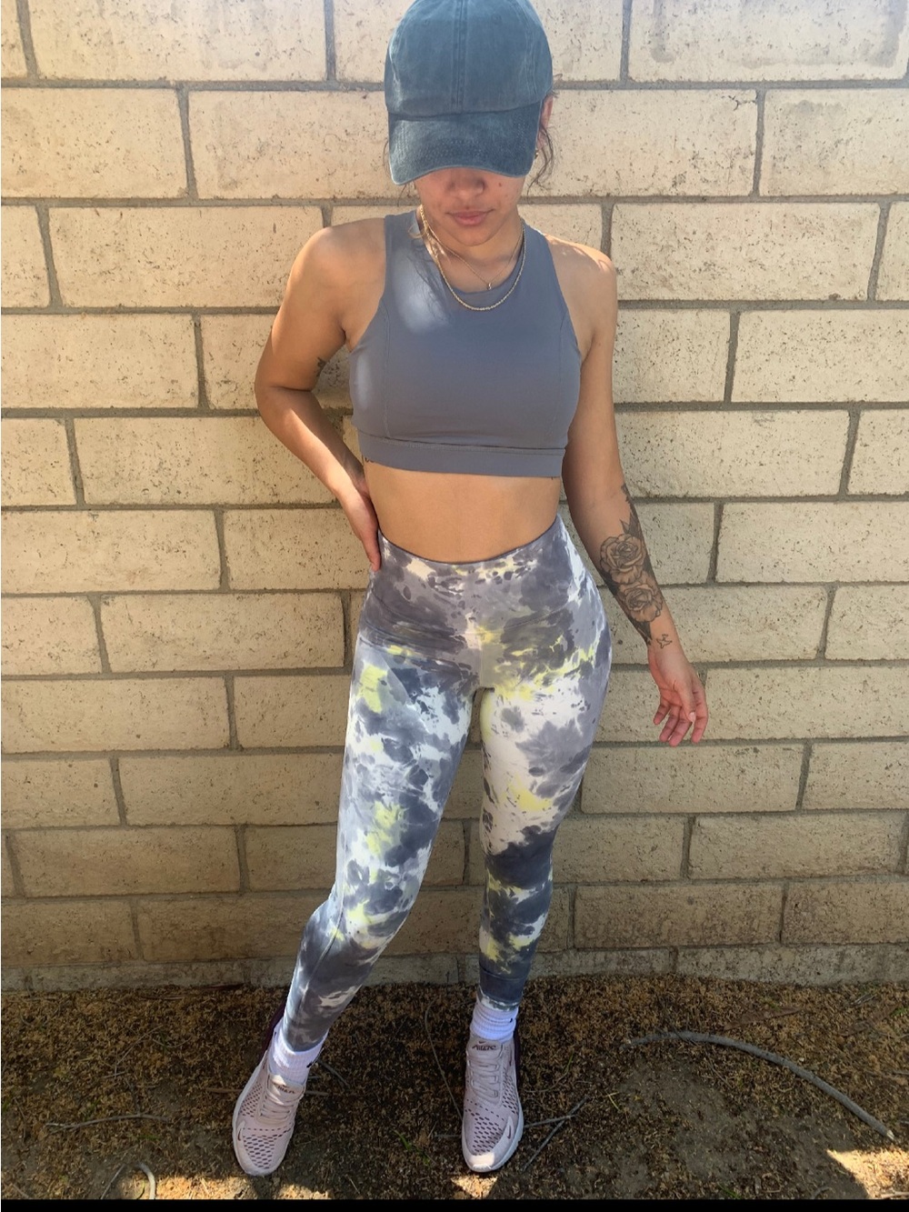 Tie-Dye sports bra only - Gray & Yellow